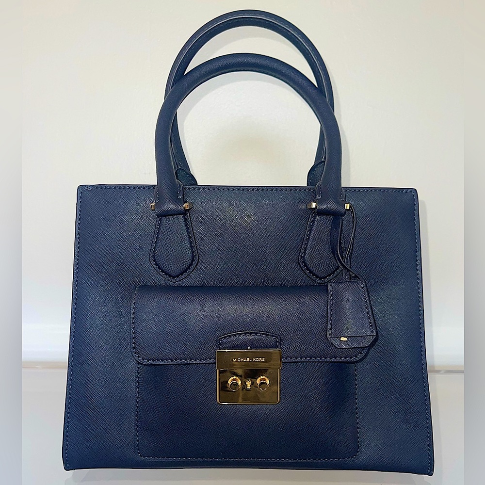 Michael Kors Navy Blue Leather Handbag
